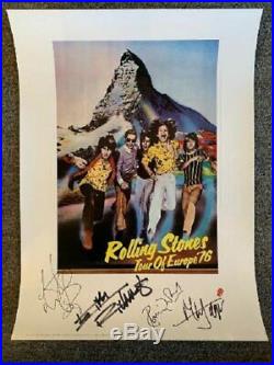 Rolling Stones Lithograph Autographed Tour Or Europe 76