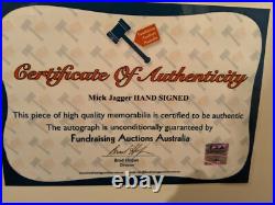 Rolling Stones Memorabilia signed by Mick Jagger and authenticated