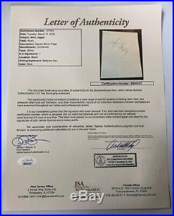 Rolling Stones Mick Jagger Signed Autograph 4x5 Album Page JSA Letter FREE S&H