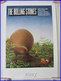 Rolling Stones New Zealand 1973 Tour Print Poster SIGNED Ian McCausland 19x27