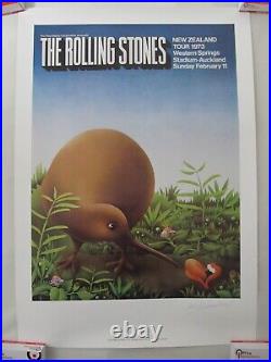 Rolling Stones New Zealand 1973 Tour Print Poster SIGNED Ian McCausland 19x27