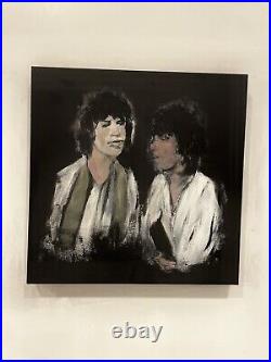 Rolling Stones Original Acrylic Painting On Cotton Canvas 15 X15inches