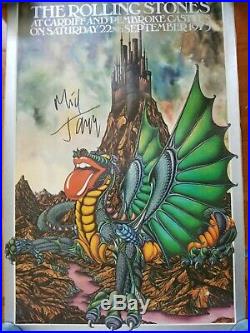 Rolling Stones Poster Cardiff Castle / 9-22-1975 / Mick Jagger Autograph