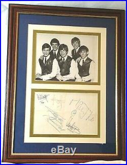 Rolling Stones- Rare Original Ink Autographs Of All 5 Band Members On One Sheet