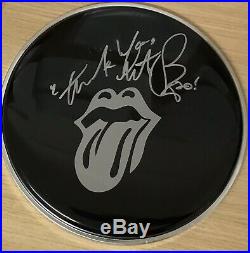 Rolling Stones Signed Autographed Drum Head, Charlie Watts