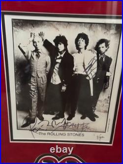 Rolling Stones Signed Framed Photo Jagger Richards Wood Watts with COA Rolling Stones Signed Framed Photo Jagger Richards Wood Watts with COA