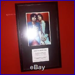 Rolling Stones Signed Photo Framed With Certificate Of Authenticaty