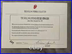 Rolling Stones Sticky Fingers SIGNED LIMITED EDITION 712/5000 Litho Print COA