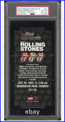 Rolling Stones Ticket Stub Signed Charlie Watts SARS 2003 Concert