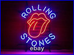 Rolling Stones Tongue 24x20 Neon Light Sign Lamp Bar Open Wall Decor Artwork