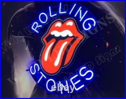 Rolling Stones Tongue Lips 24x20 Vivid LED Neon Sign Light Lamp With Dimmer KM