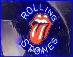 Rolling Stones Tongue Lips 24x20 Vivid LED Neon Sign Light Lamp With Dimmer KM