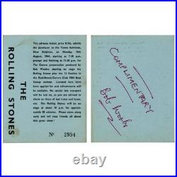 Rolling Stones Tower Ballroom New Brighton Bob Wooler Signed 1964 Ticket (UK)