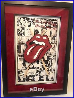 Rolling Stones autographed signed drumsticks Exile on Main Street shadow box