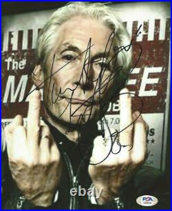 Rolling Stones drummer Charlie Watts autographed 8x10 photo flipping bird PSA