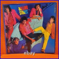 Rolling Stones signed lp Dirty Works RL masterdisk, 5 members, Original, Vintage
