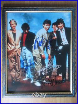 Rolling Stones signed photo by all 5, 10x8, framed coa