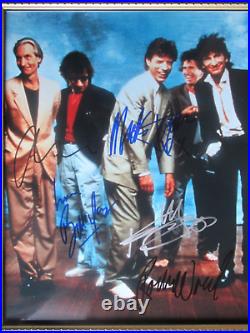 Rolling Stones signed photo by all 5, 10x8, framed coa