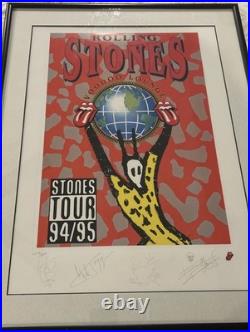 Rolling Stones voodoo lounge tour framed 1994-1995 signed and authentic. Framed