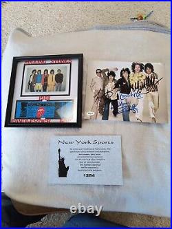 Rolling stones signed autographed Whole Band In Photo. Plus Real Unused Ticket