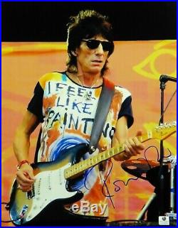 Ron Wood Signed Autographed 11X14 Photo Rolling Stones Playing Guitar GV834854