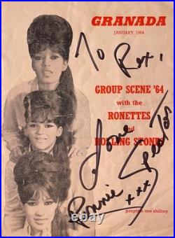 Ronettes & Rolling Stones 1964 Concert Programme Signed by Ronnie Spector