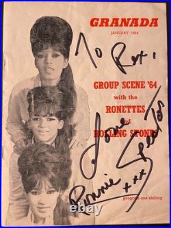 Ronettes & Rolling Stones 1964 Concert Programme Signed by Ronnie Spector