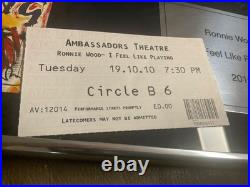 Ronnie Wood Autograph Signed display & ultra rare ticket I feel like playing gig