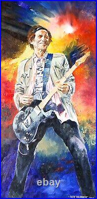 Roy Barrett Keith Richards, The Rolling Stones, Original Painting, Signed
