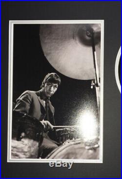 SIGNED CHARLIE WATTS 20x16 DRUM HEAD MOUNTED DISPLAY RARE THE ROLLING STONES