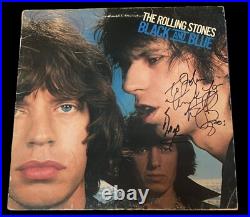 Signed Charlie Watts Bill Wyman Ronnie Wood Black And Blue Vinyl Rolling Stones