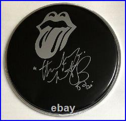 Signed Charlie Watts The Rolling Stones 10 Inch Drum Head Rare Mick Jagger