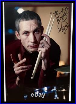 Signed Charlie Watts The Rolling Stones Photo Rare Keith Richards Mick Jagger