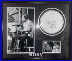 Signed Framed Charlie Watts Rolling Stones Drum Skin Display