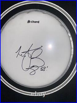 Signed Framed Charlie Watts Rolling Stones Drum Skin Display