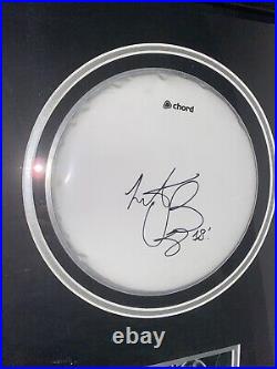 Signed Framed Charlie Watts Rolling Stones Drum Skin Display