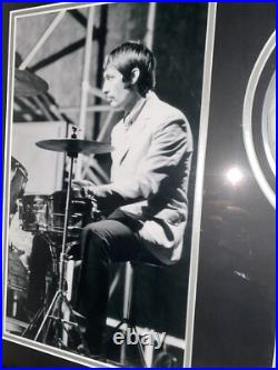 Signed Framed Charlie Watts Rolling Stones Drum Skin Display