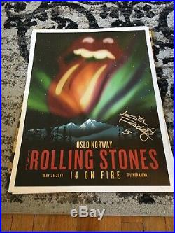 Signed Rolling Stones Norway Litho May 26, 2014 Show Keith Richards Autographed