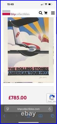 THE ROLLING STONES AMERICAN TOUR 1972 POSTER 50thANNIVERSARY SIGNED JOHN PASCHE