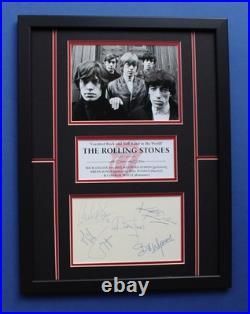 THE ROLLING STONES AUTOGRAPHS framed masterly display The Stones