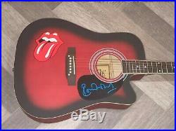 THE ROLLING STONES SIGNED RONNIE WOOD AUTOGRAPHED CUSTOM ACOUSTIC GUITAR WithPROOF