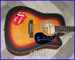 THE ROLLING STONES SIGNED RONNIE WOOD AUTOGRAPHED CUSTOM ACOUSTIC GUITAR WithPROOF