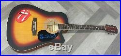 THE ROLLING STONES SIGNED RONNIE WOOD AUTOGRAPHED CUSTOM ACOUSTIC GUITAR WithPROOF