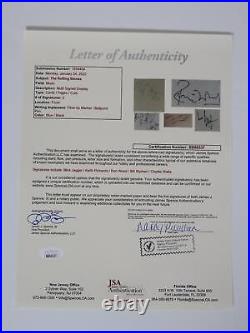 THE ROLLING STONES Signed Autograph Auto Index Card Cut Set by 5 Slab BAS JSA