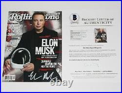 Tesla Spacex Founder Elon Musk Signed Nl Rolling Stone Magazine Beckett Coa Doge