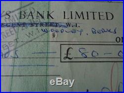 The Rolling Stones Autograph Brian Jones Signed Barclays Bank Check 1 May 1965
