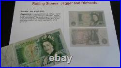 The Rolling Stones Autograph Mick Jagger & Keith Richards Signed Uk £1 Note