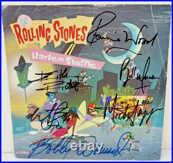 The Rolling Stones Band Signed By 6 Harlem Shuffle Mick Jagger Keith Richards