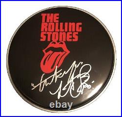 The Rolling Stones Charlie Watts Hand Signed Drumhead Rare Jagger