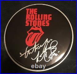 The Rolling Stones Charlie Watts Hand Signed Drumhead Rare Jagger
